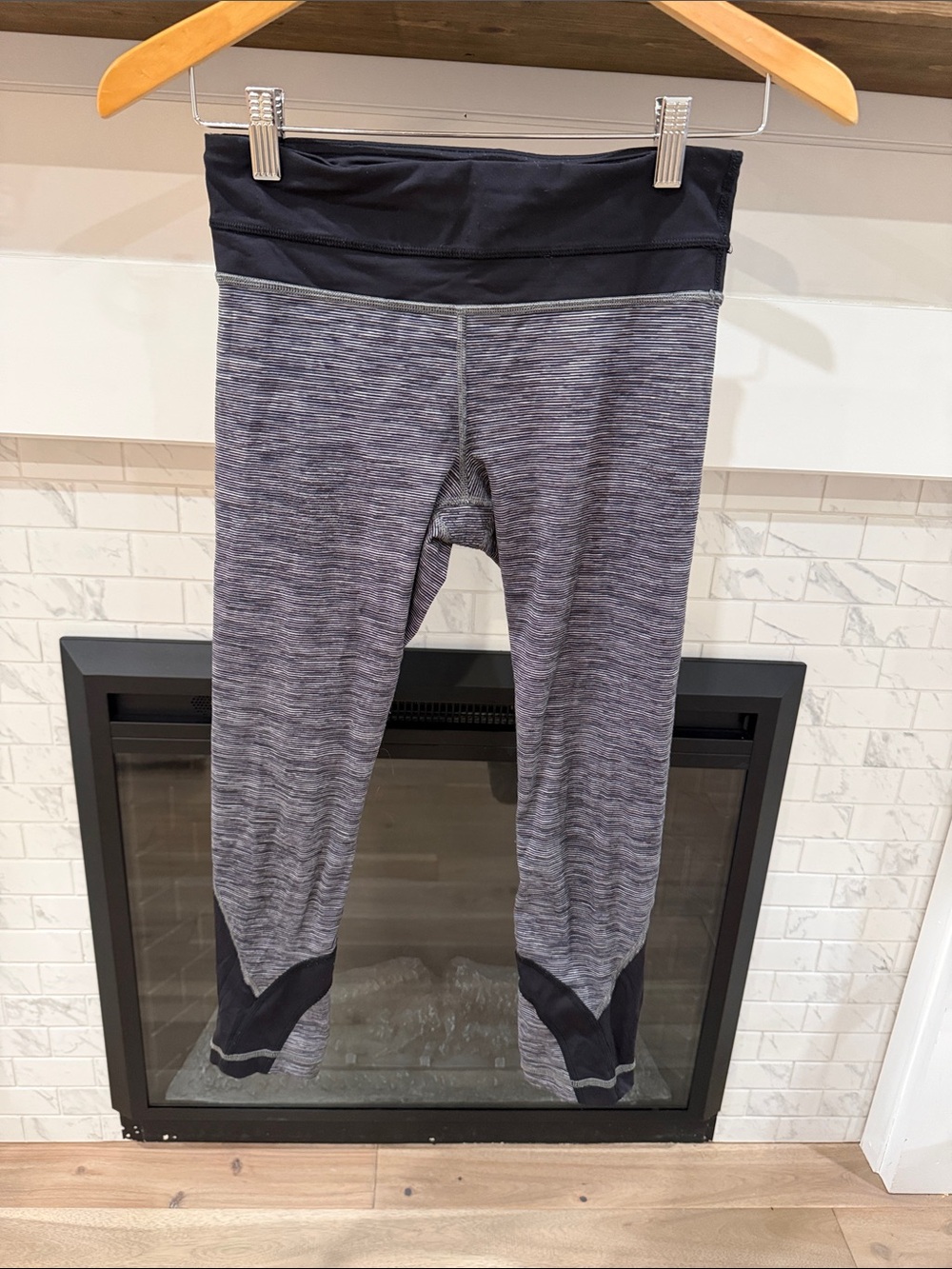lululemon athletica Grey Heather Leggings with Black Waistband